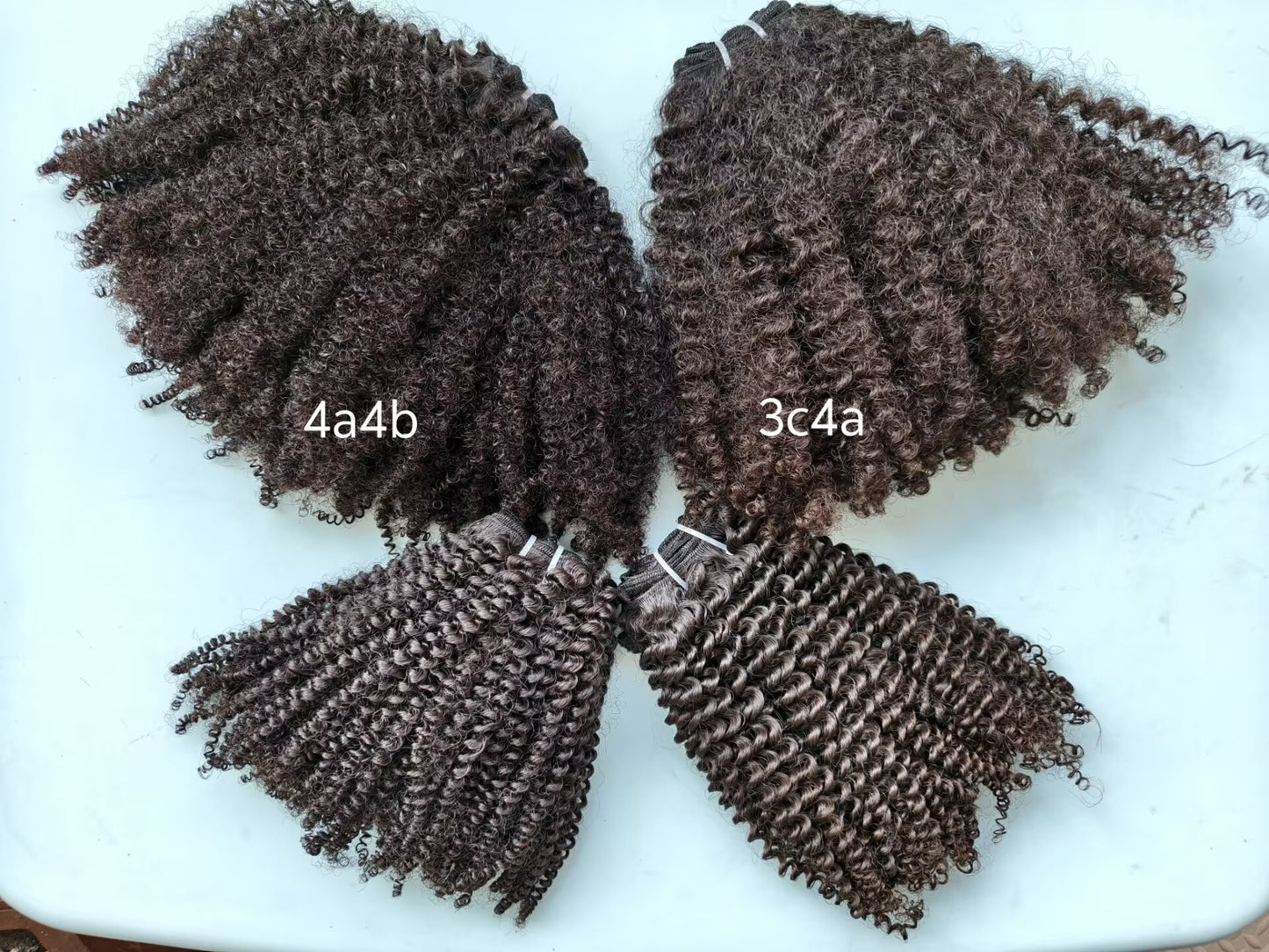 3c 4a Kinky Curly raw hair bundles, 100% one donor human hair