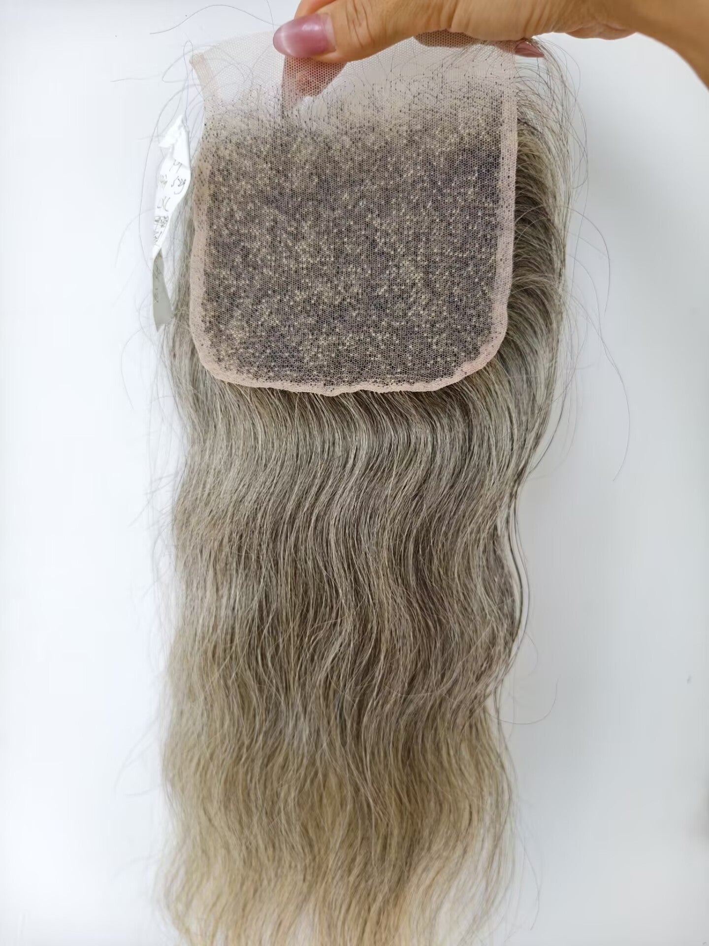 Raw natural straight  Salt and Pepper Gray Human Hair 5x5 0.10mm Ultra-thin medium brown lace Closures straight Grey Human Hair Bundles 80% Grey Mixed Black Color 1 closure.  Virgin Hair Weave Extensions Can be Dyed and Styled by Clytie