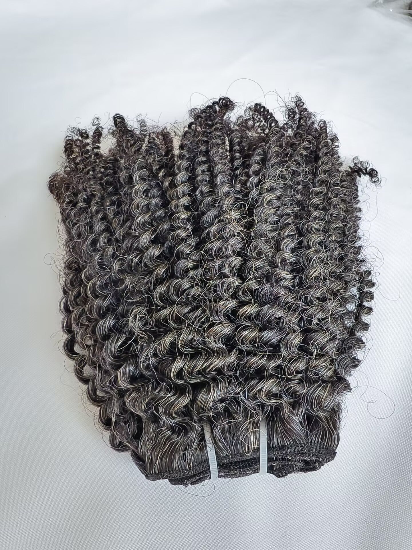 Raw kinky Curly Salt and Pepper Gray Human Hair Bundles Afro Kinky Curly Grey Human Hair Bundles 50% Grey Mixed Black Color 1 Bundle Virgin Hair Weave Extensions Can be Dyed and Styled by Clytie