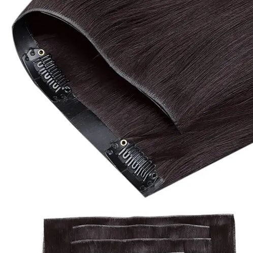 Clytie Yaki Straight Raw Human Hair Clip Ins-Seamless and Classic ,invisible edge clip ins hair extensions