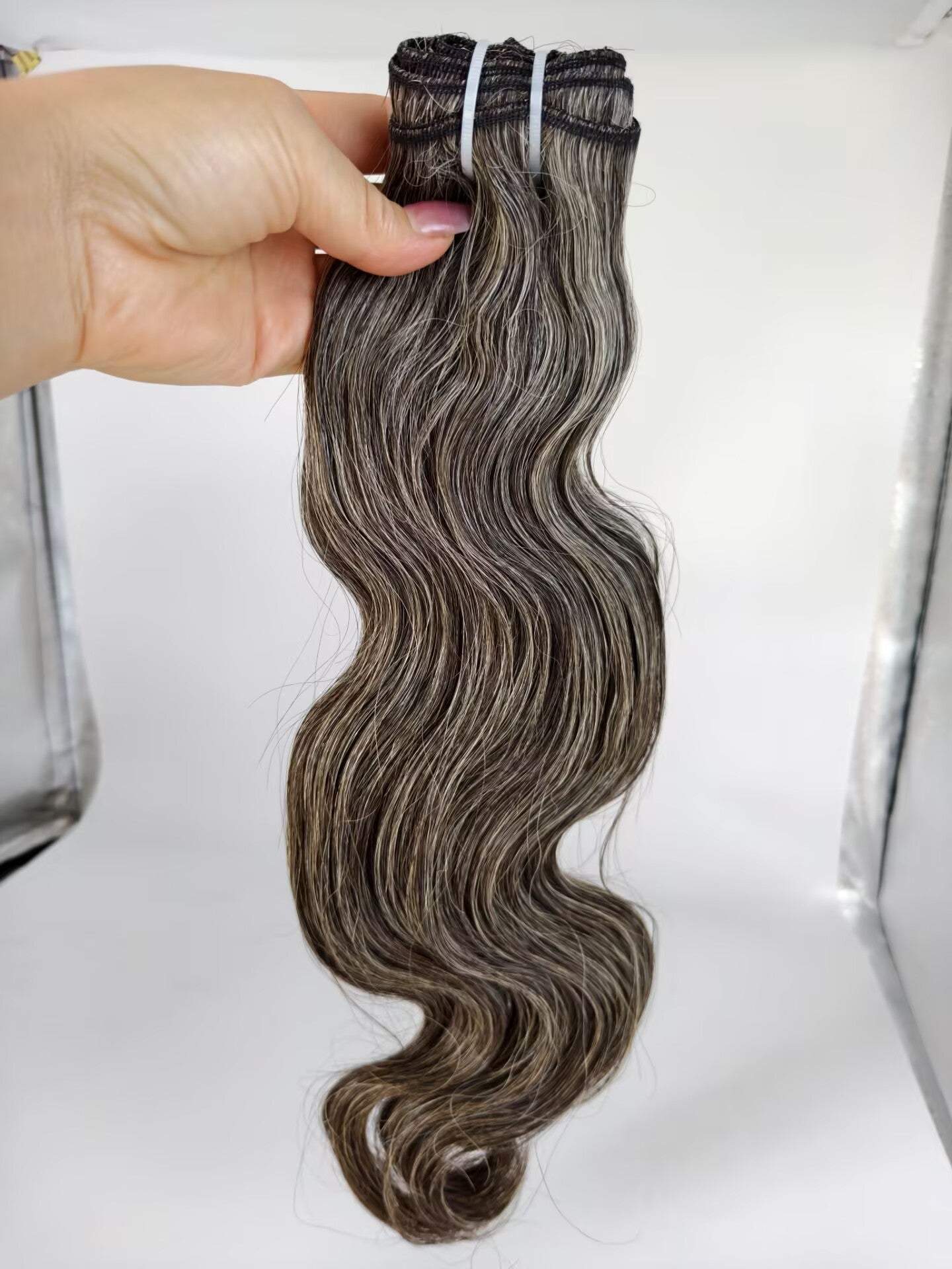 80% Grey Clytie Raw Body Wave Salt and Pepper Gray Human Hair 1 Bundle Human Hair Bundles Grey Mixed Black Color One Donor Hair Factory