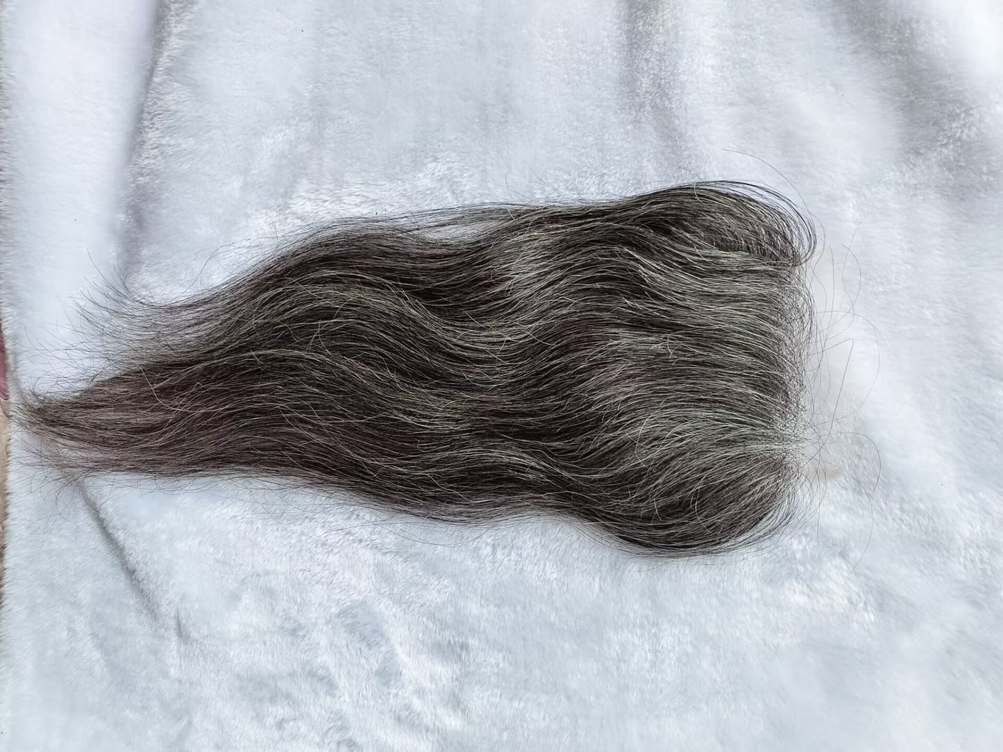 Raw Straight Salt and Pepper Gray Human Hair 4x4 0.10mm Ultra-thin HD Lace Closures Straight Grey Human Hair Bundles 50% Grey Mixed Black Color 1 closure. Virgin Hair Weave Extensions Can be Dyed and Styled by Clytie