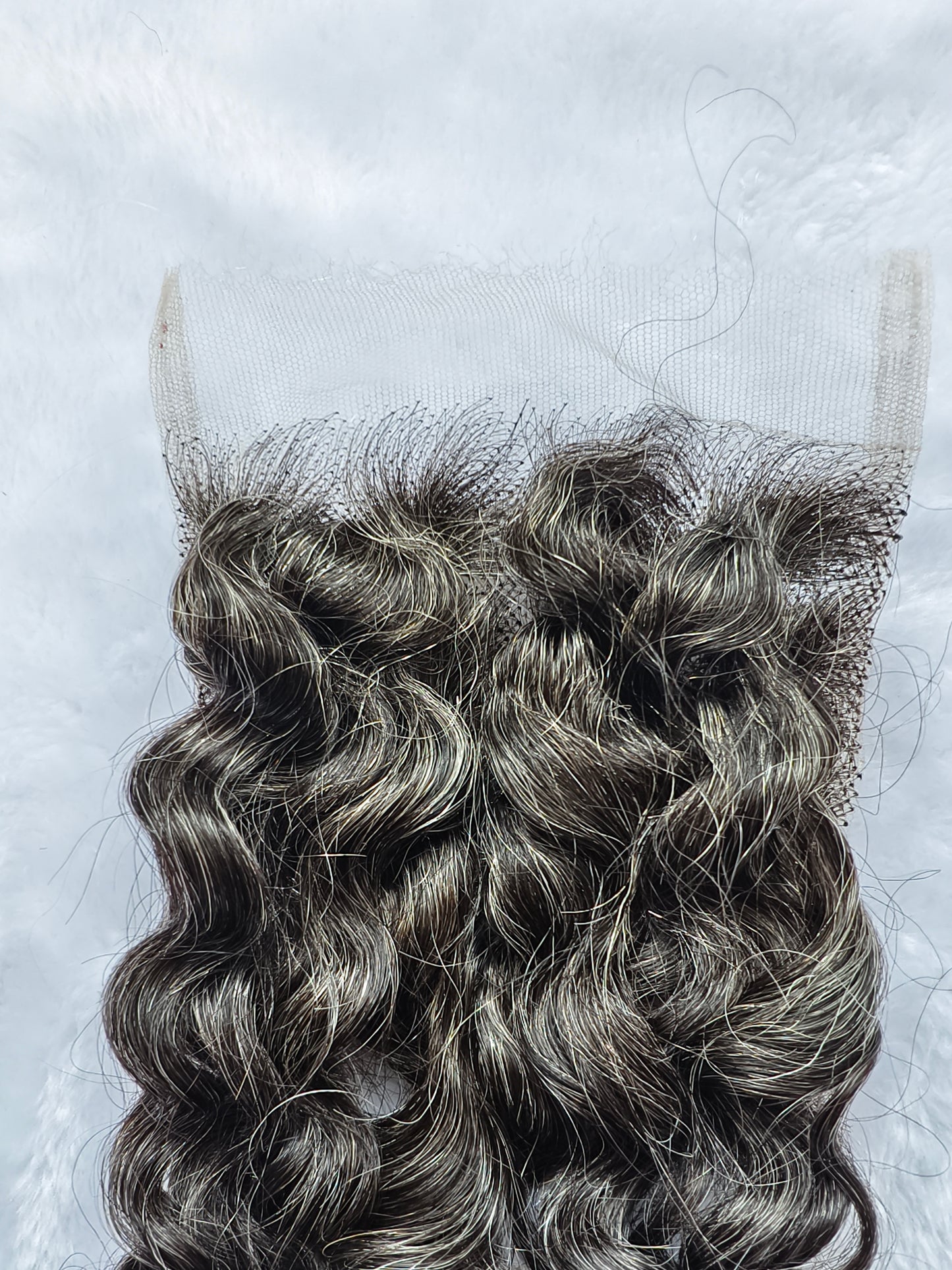 Raw Curly Salt and Pepper Gray Human Hair 4x4 0.10mm Ultra-thin HD Lace Closures Tight Curly Grey Human Hair Bundles 50% Grey Mixed Black Color 1 closure. Virgin Hair Weave Extensions Can be Dyed and Styled by Clytie