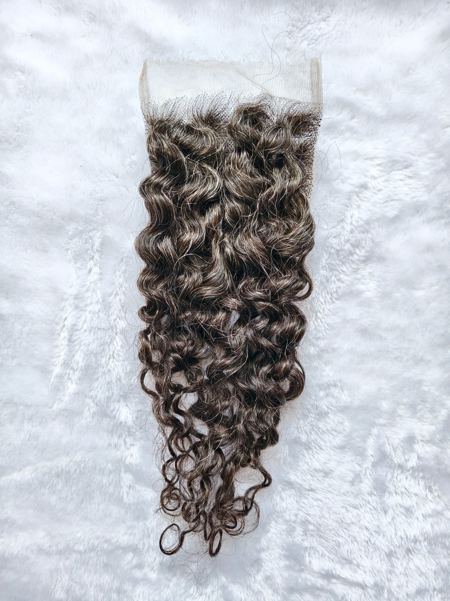 Raw Curly Salt and Pepper Gray Human Hair 4x4 0.10mm Ultra-thin HD Lace Closures Tight Curly Grey Human Hair Bundles 50% Grey Mixed Black Color 1 closure. Virgin Hair Weave Extensions Can be Dyed and Styled by Clytie