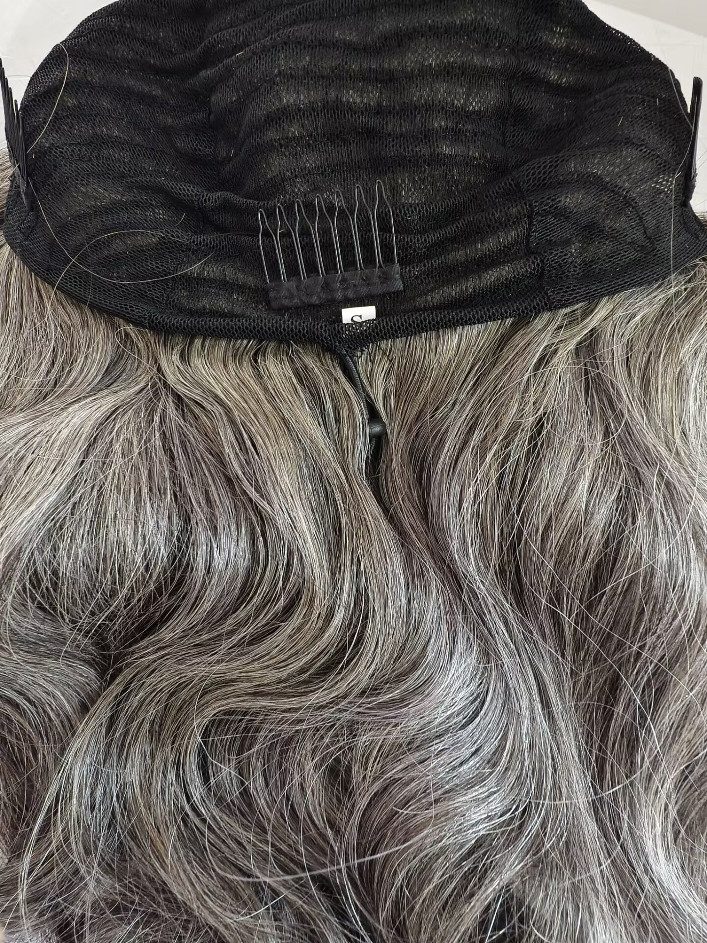 Clytie Raw 80% Grey Body Wave Salt and Pepper Gray Half Wig Human Hair Wigs , 100% One Donor Cuticle Aligned Human Hair