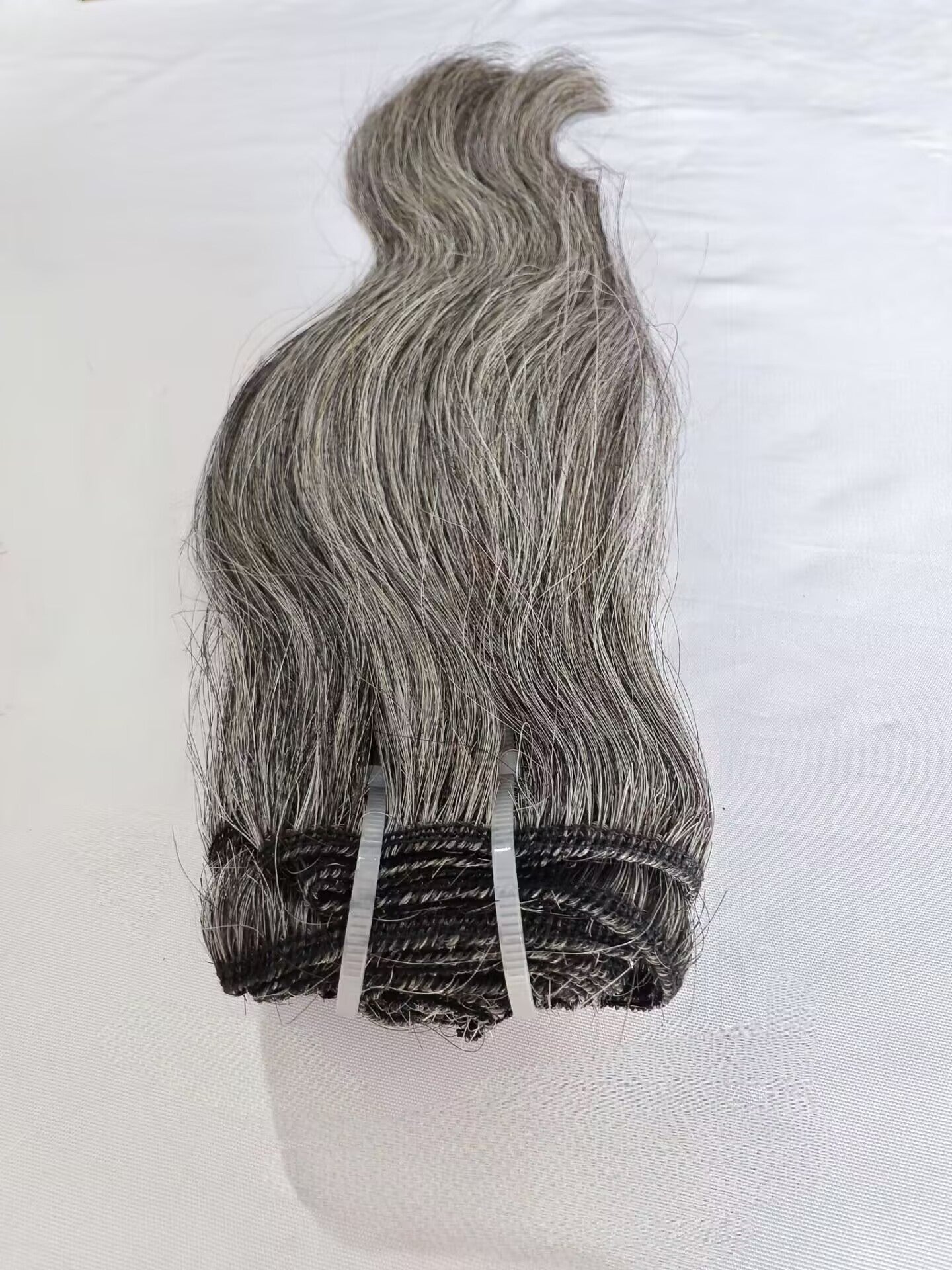 Clytie Raw 80% Grey Natural Wavy Salt and Pepper Gray Human Hair 1 Bundle Human Hair Bundles Grey Mixed Black Color One Donor Hair Factory