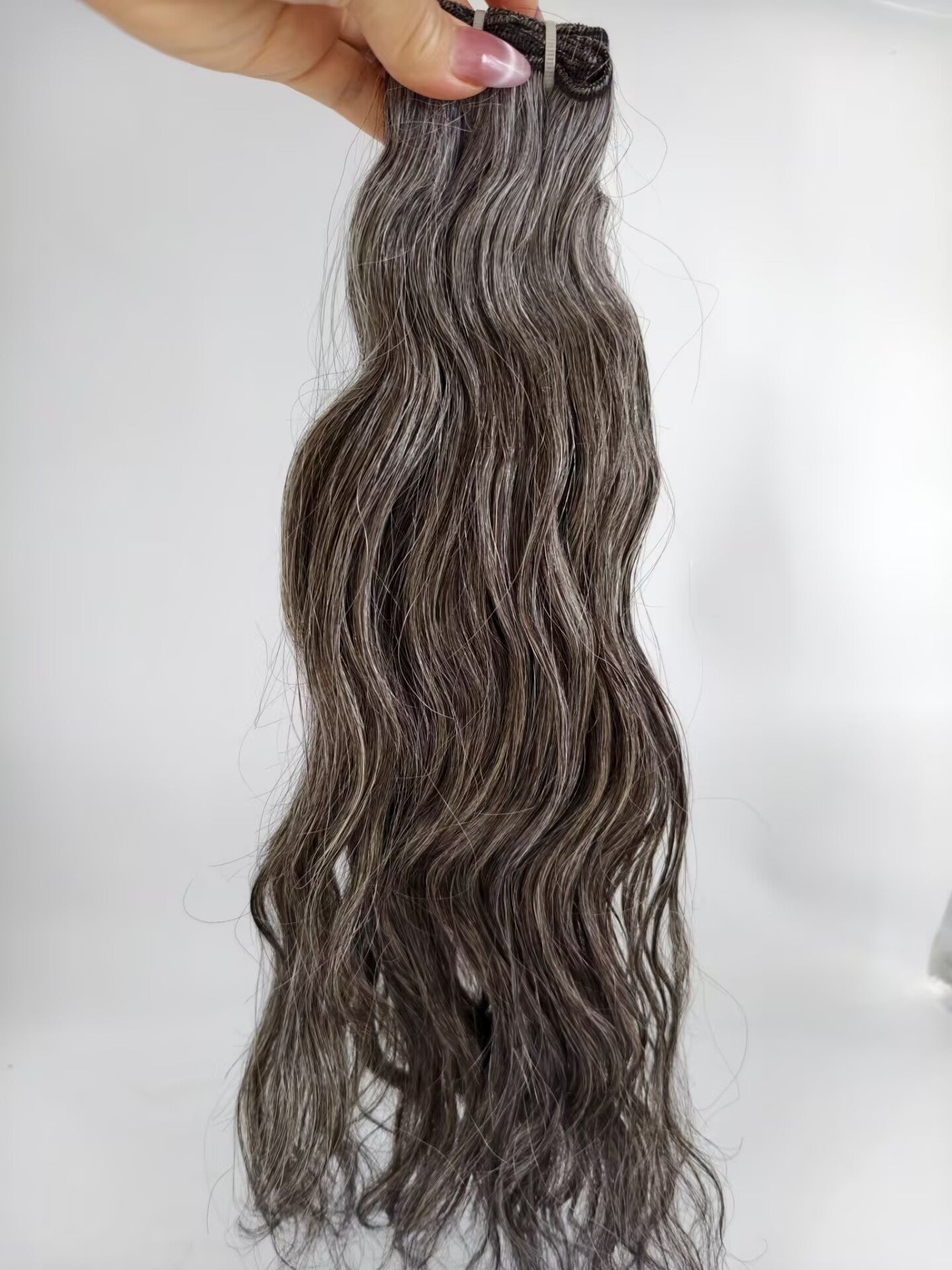 80% Grey Clytie Raw Natural Wavy Salt and Pepper Gray Human Hair 1 Bundle Human Hair Bundles Grey Mixed Black Color One Donor Hair Factory