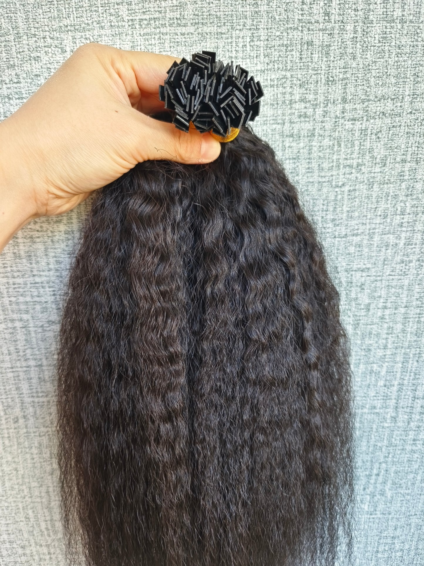 Raw Kinky Straight K Tips - One Donor Human Hair Flat U / V / Tip Extensions