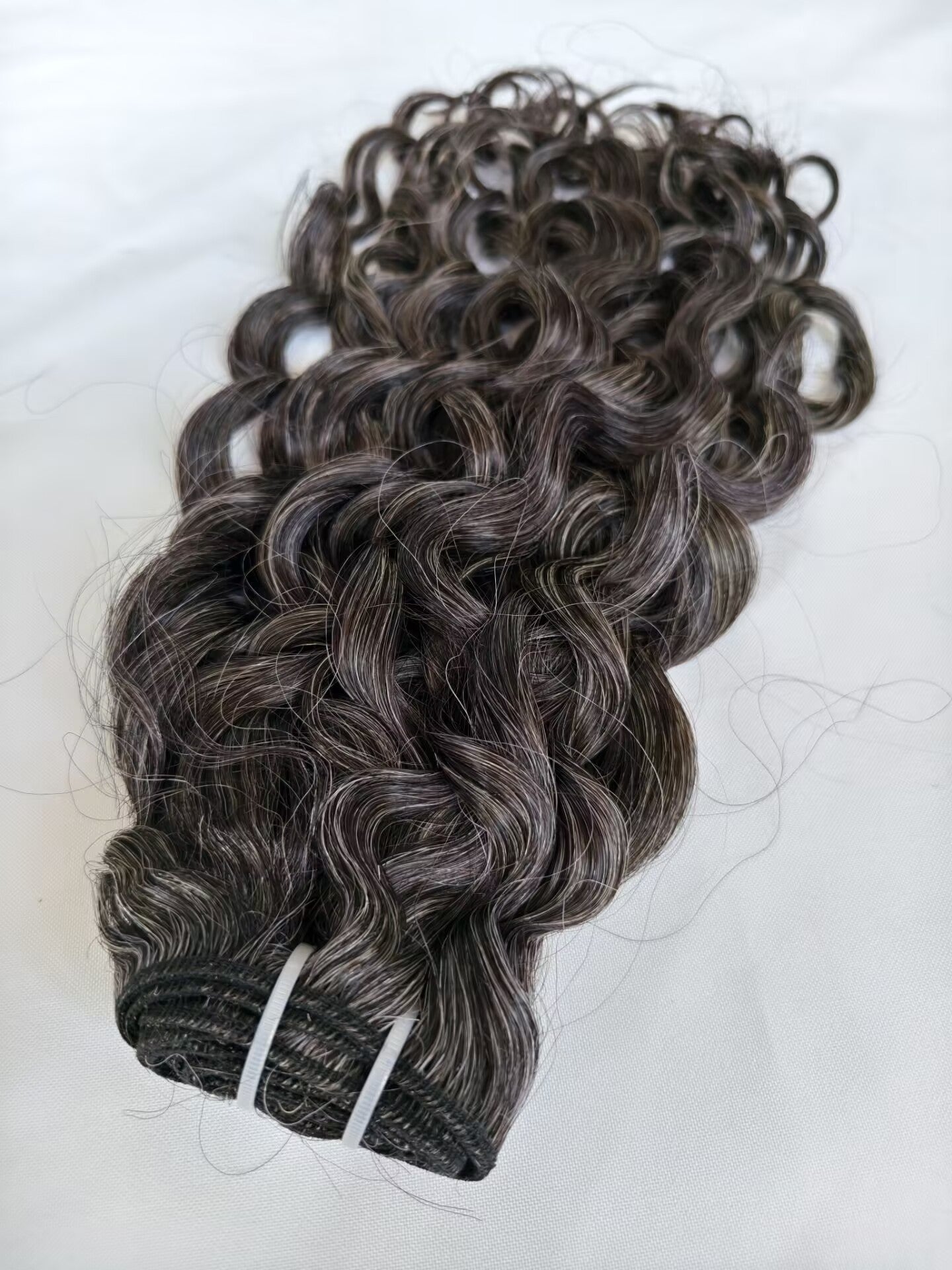 Raw Loose Curly Salt and Pepper Gray Human Hair Bundles Curly Grey Human Hair Bundles 50% Grey Mixed Black Color 1 Bundle Virgin Hair Weave Extensions Can be Dyed and Styled by Clytie