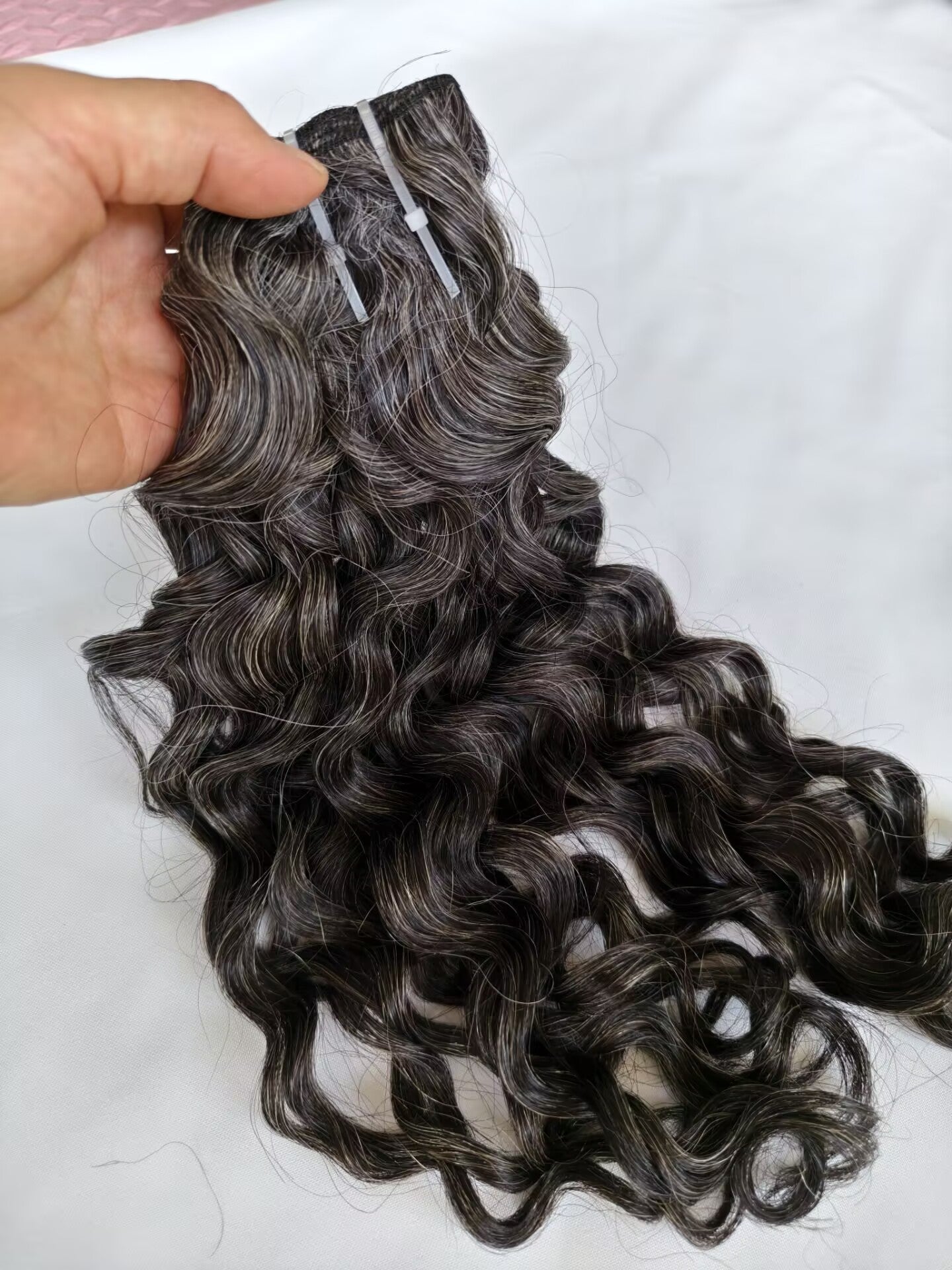 Raw Loose Curly Salt and Pepper Gray Human Hair Bundles Curly Grey Human Hair Bundles 50% Grey Mixed Black Color 1 Bundle Virgin Hair Weave Extensions Can be Dyed and Styled by Clytie