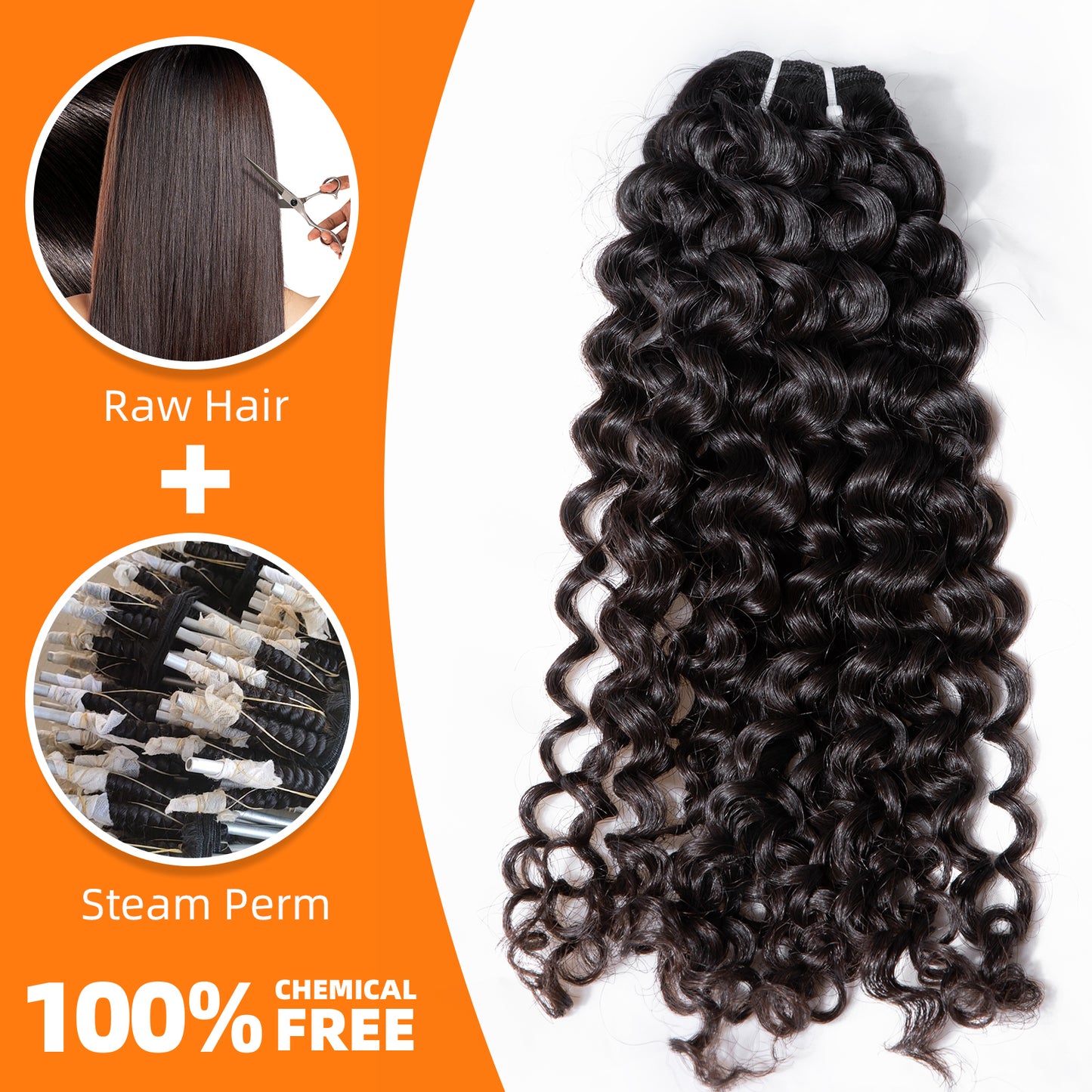 Last 5 Years Raw tight Curly Human Hair Bundles Natural Color, One Donor Deep Curly Raw Virgin Human Hair Bundle