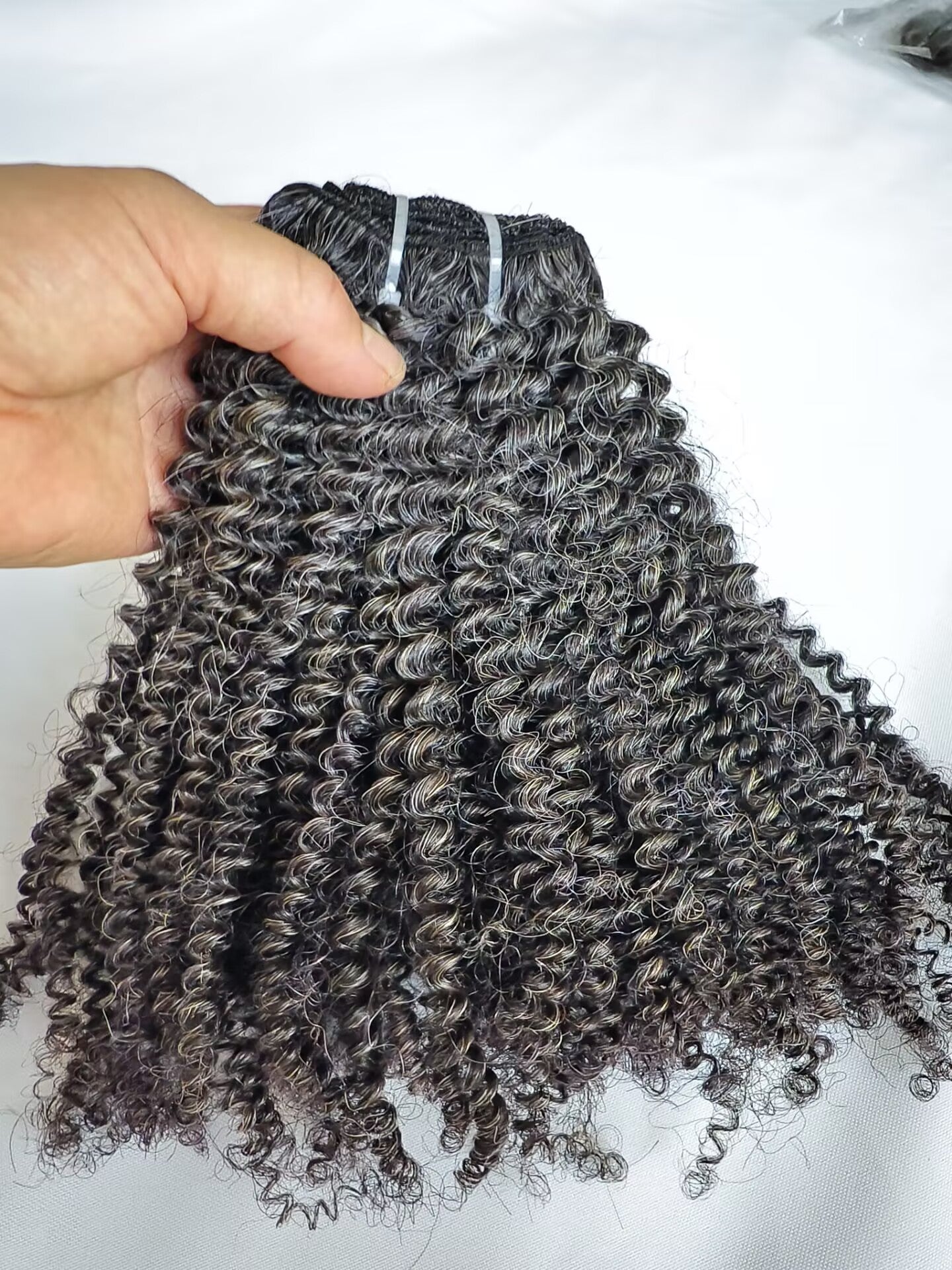 Raw kinky Curly Salt and Pepper Gray Human Hair Bundles Afro Kinky Curly Grey Human Hair Bundles 50% Grey Mixed Black Color 1 Bundle Virgin Hair Weave Extensions Can be Dyed and Styled by Clytie