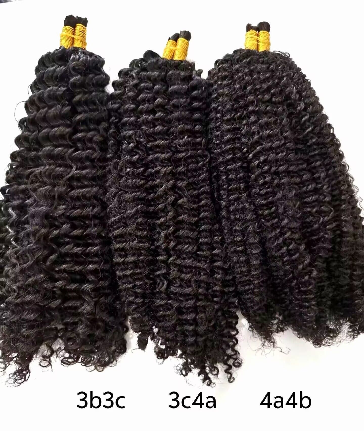 Raw hair Kinky Curly hair bulk , 100% one donor human hair luxury clytie raw bulk hair