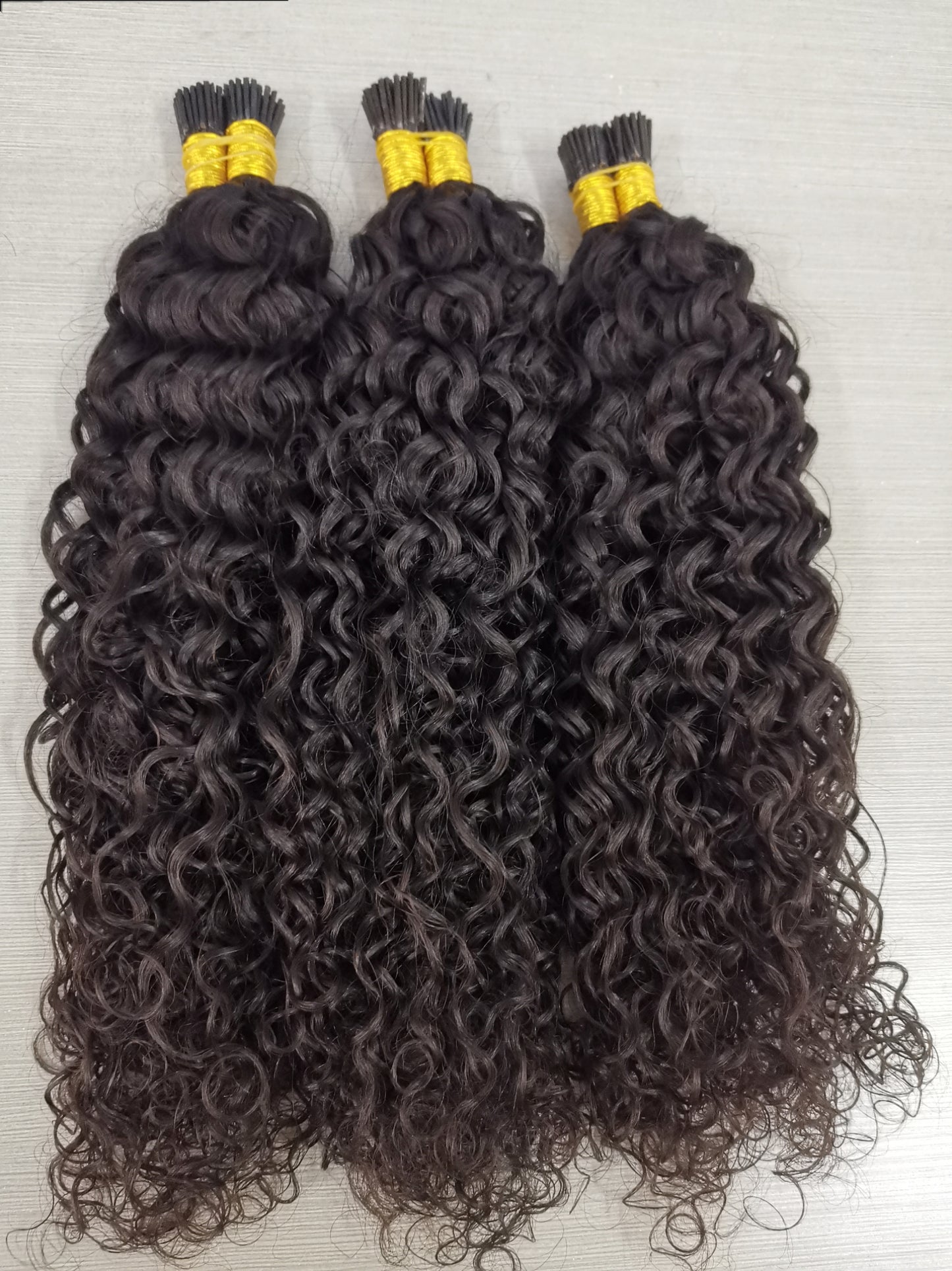 Raw tight deep curly Keratin I Tips - One Donor Human Hair Extensions
