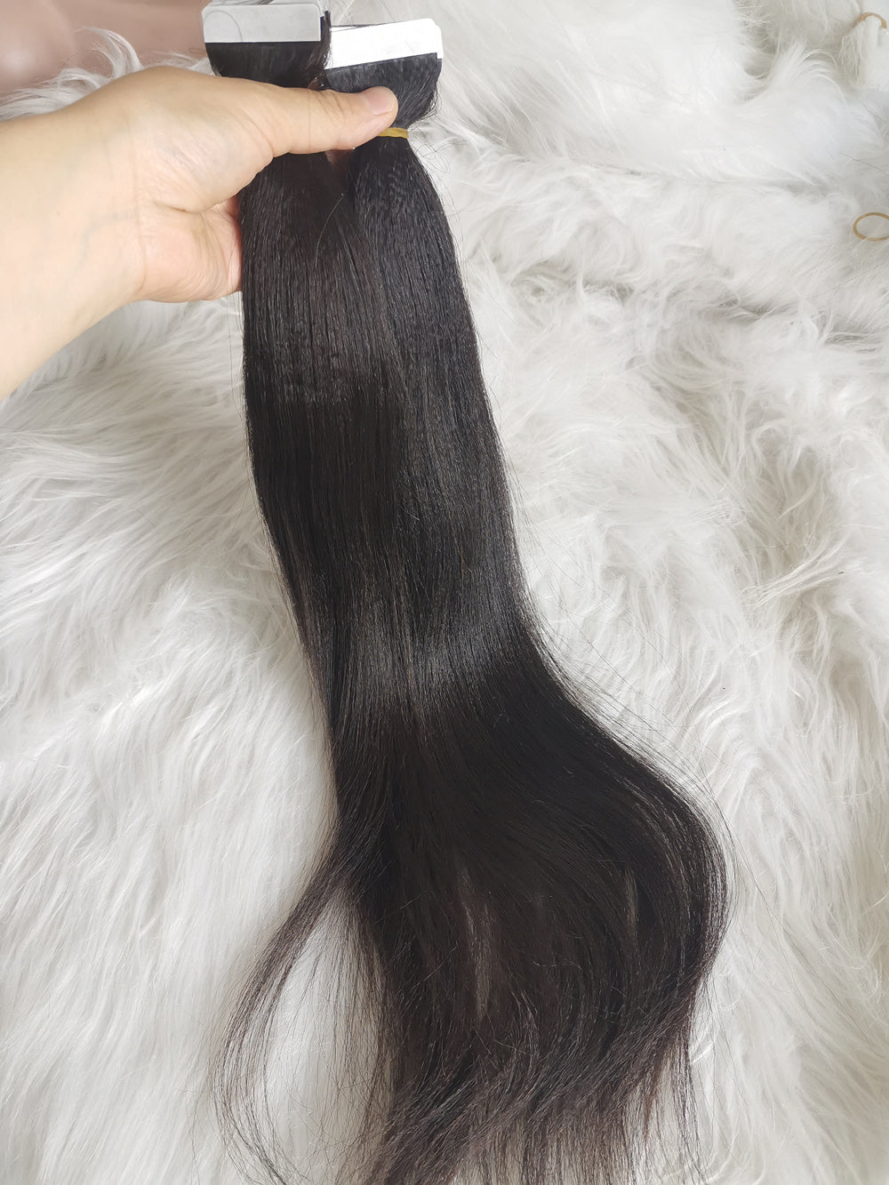 raw light yaki straight tape ins extension, real one donor human hair tape extensions
