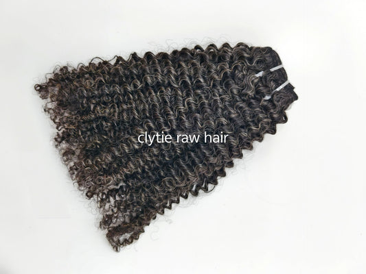 Clytie Raw Grey 3c4a kinky Curly Salt and Pepper Gray Human Hair 1 Bundle Kinky Curly Grey Human Hair Bundles 50% Grey Mixed Black Color 1 Bundle  Virgin Hair Weave Extensions Can be Dyed and Styled