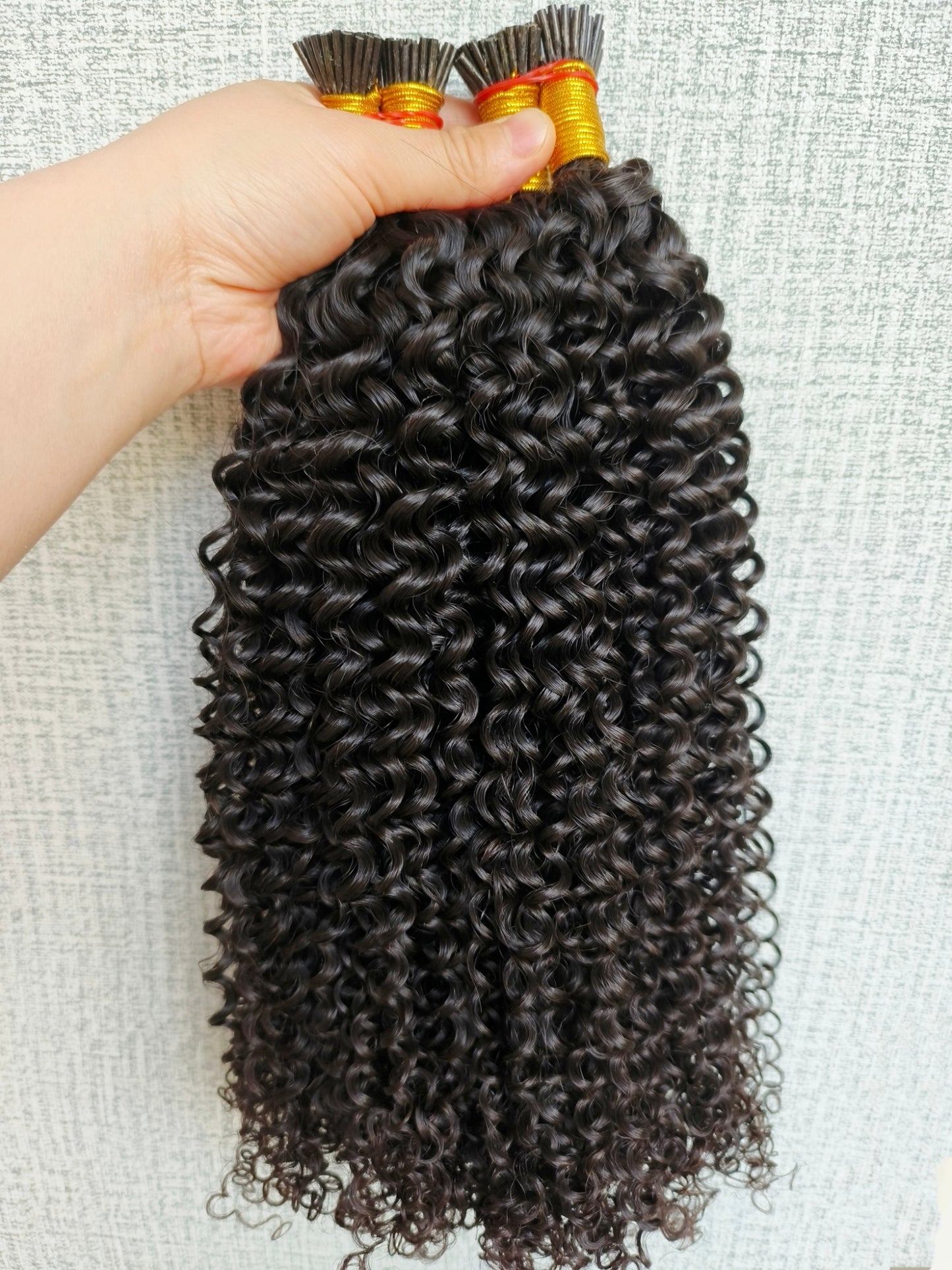 Raw 3b 3c jerry curly Keratin I Tips - One Donor Human Hair Extensions