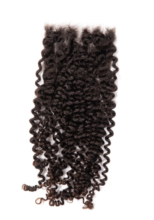 raw 3b 3c kinky curly HD transparent closure natural color-100% raw one donor hair