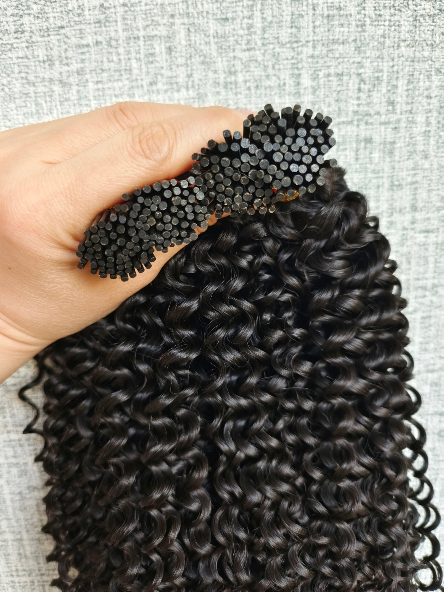 Raw 3b 3c jerry curly Keratin I Tips - One Donor Human Hair Extensions
