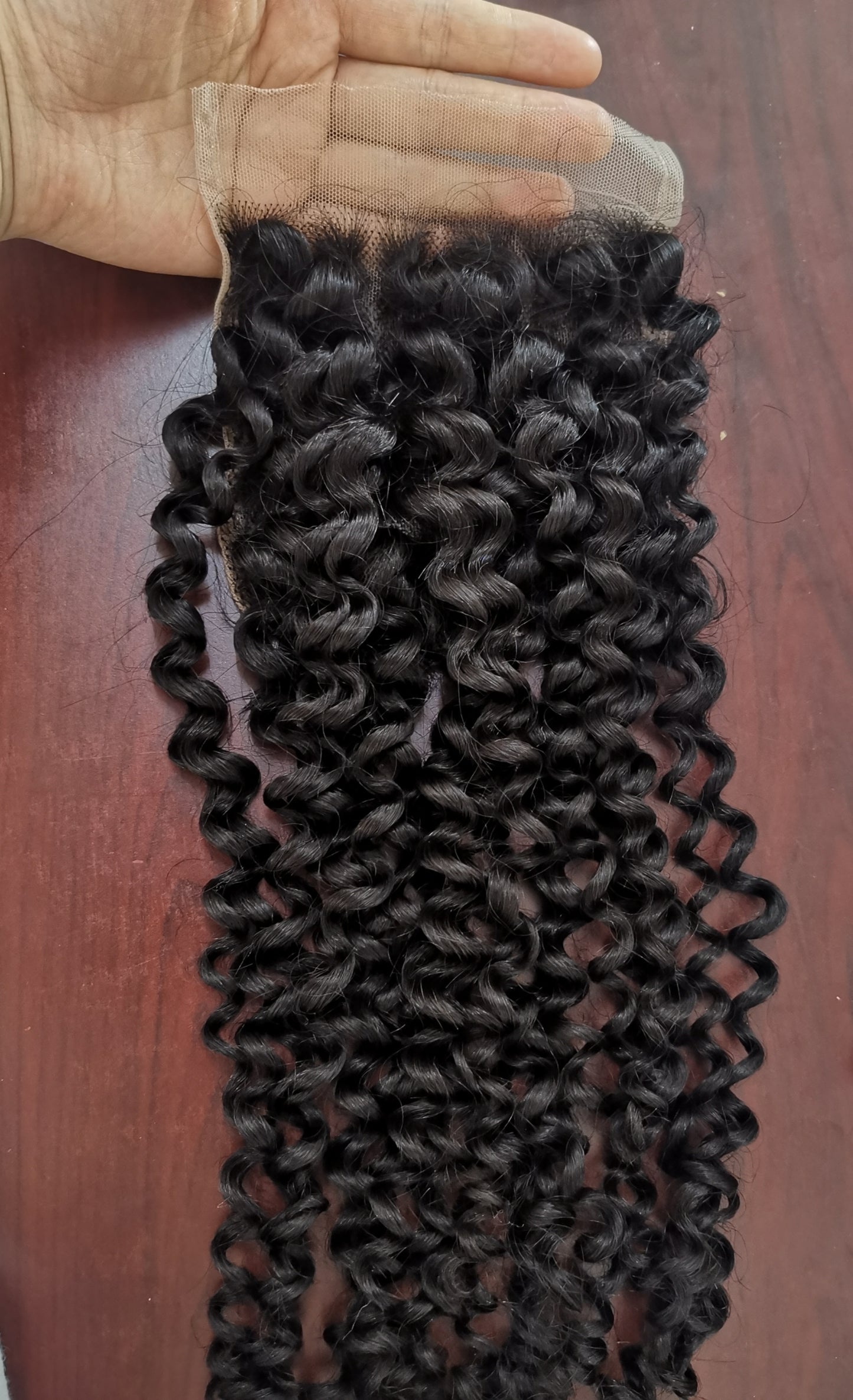 raw 3b 3c kinky curly HD transparent closure natural color-100% raw one donor hair
