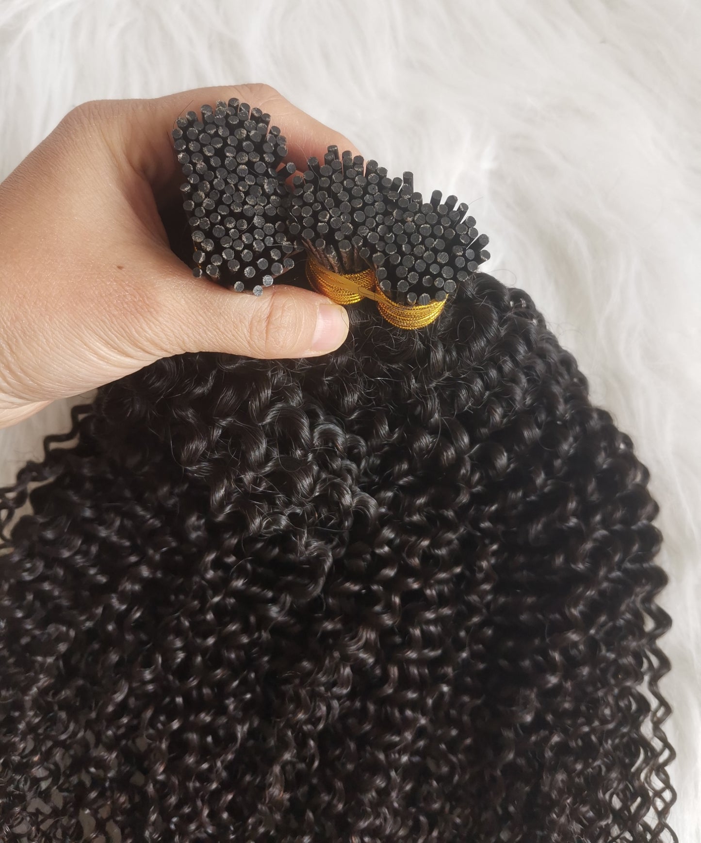 Raw 3c 4a kinky curly Keratin I Tips - One Donor Human Hair Extensions