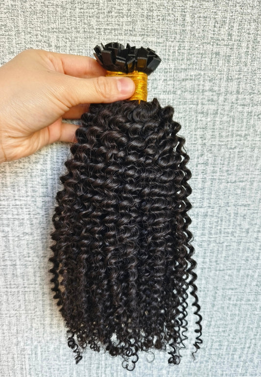 Raw 3c 4a Kinky Curly K Tips - One Donor Human Hair Flat U / V / Tip Extensions