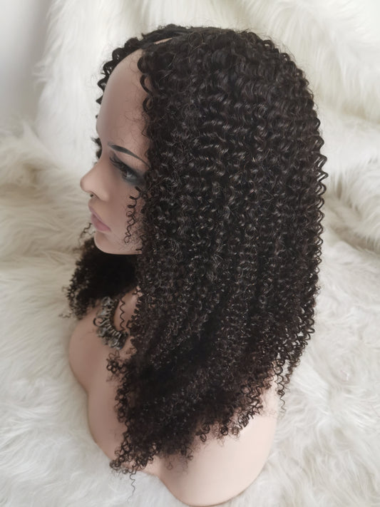 Raw 3c 4a kinky curly U wig V part human hair wigs , 100% one donor cuticle aligned human hair