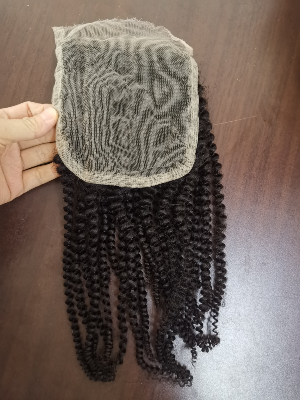 raw 4a 4b kinky curly HD transparent closure natural color-100% raw one donor hair
