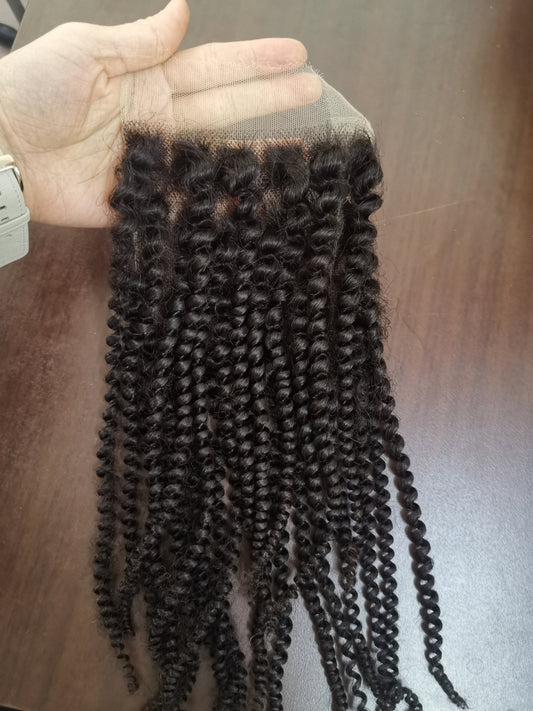 raw 4a 4b kinky curly HD transparent closure natural color-100% raw one donor hair