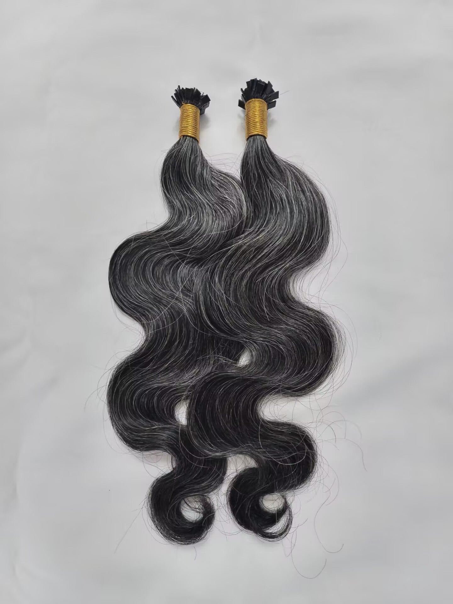 Raw 50% Salt And Peppet Color Body Wave K Tips - One Donor Human Hair Wavy Flat U / V / Tip Extensions