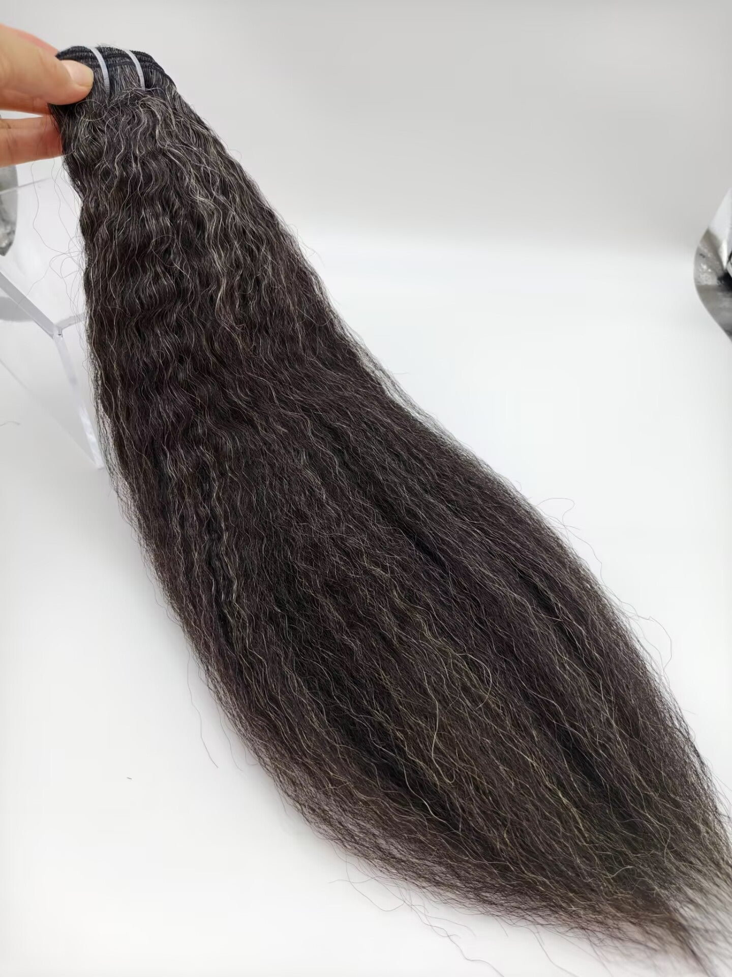 Clytie salt and pepper raw one donor hair kinky straight bundle cuticle aligned hair 100%