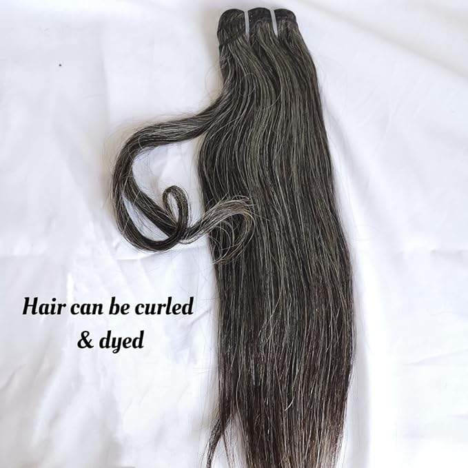 Clytie salt and pepper human hair naturai straight bundle raw one donor hair