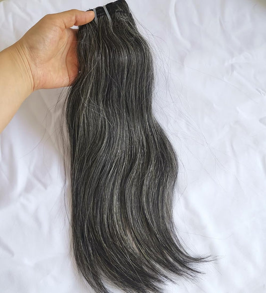 Clytie salt and pepper human hair naturai straight bundle raw one donor hair