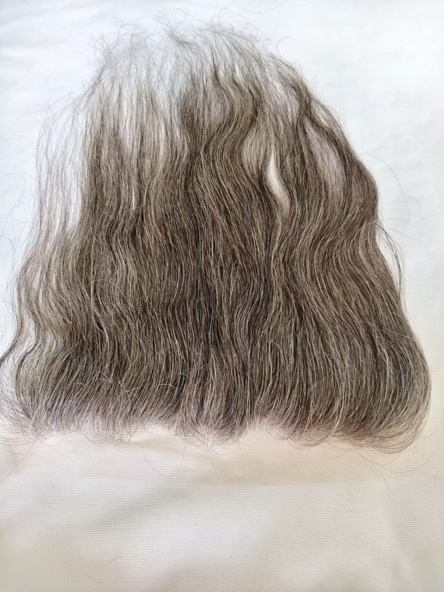 Raw natural straight  Salt and Pepper Gray Human Hair 13x4 0.10mm Ultra-thin medium brown lace Closures straight Grey Human Hair Bundles 80% Grey Mixed Black Color 1 closure.  Virgin Hair straight Extensions Can be Dyed and Styled by Clytie