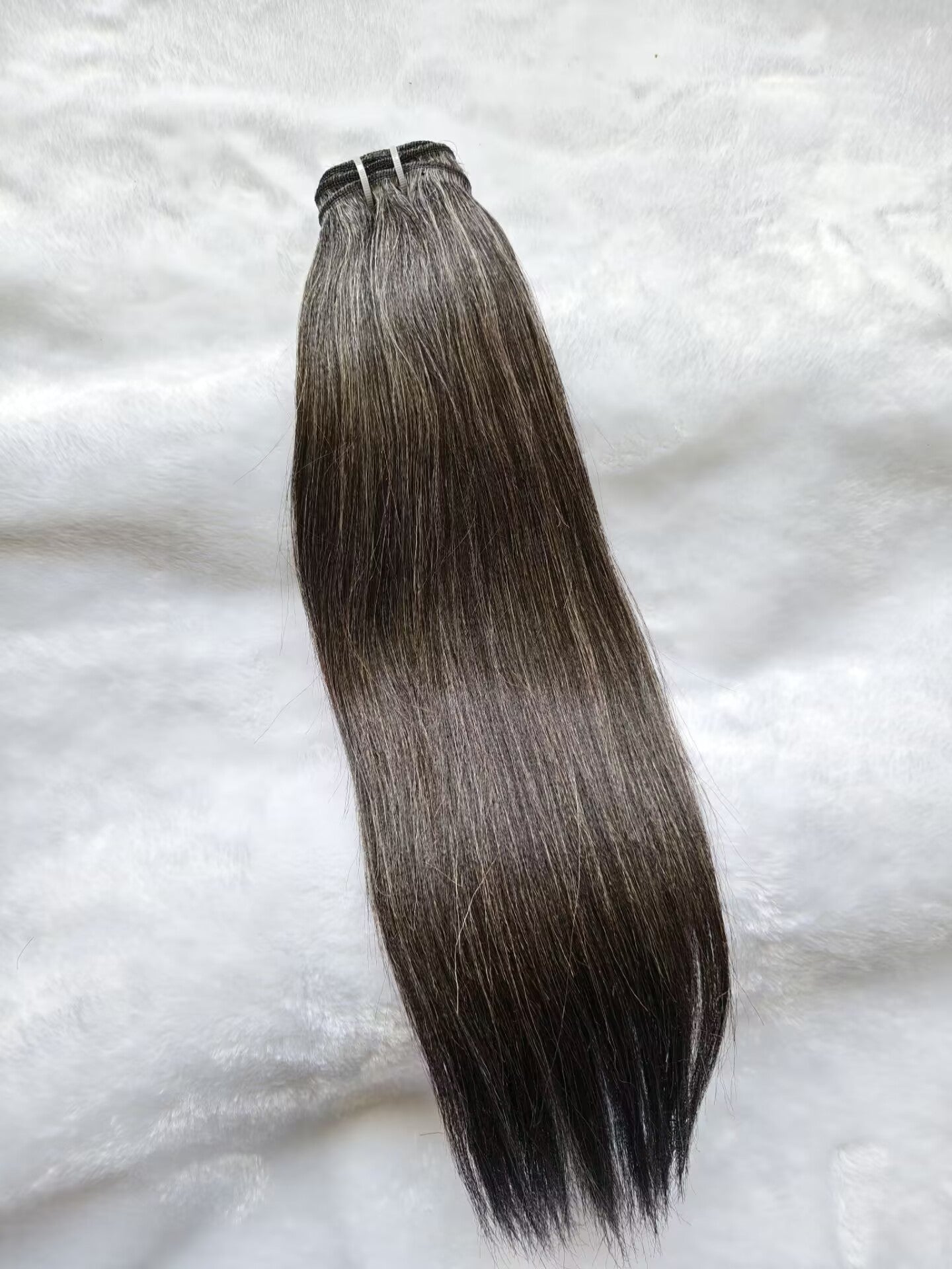 Clytie Raw Grey yaki straight Salt and Pepper Gray Human Hair 1 Bundle yaki straight Grey Human Hair Bundles 50% Grey Mixed Black Color bundles