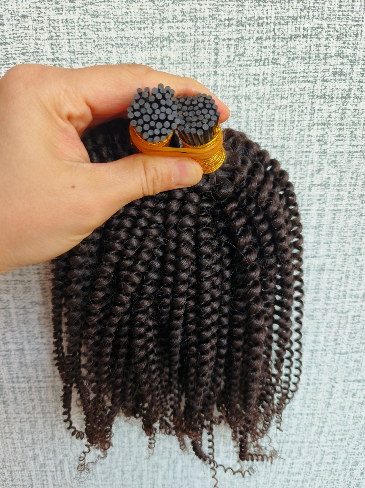 Raw 4a 4b afro kinky curly Keratin I Tips - One Donor Human Hair Extensions