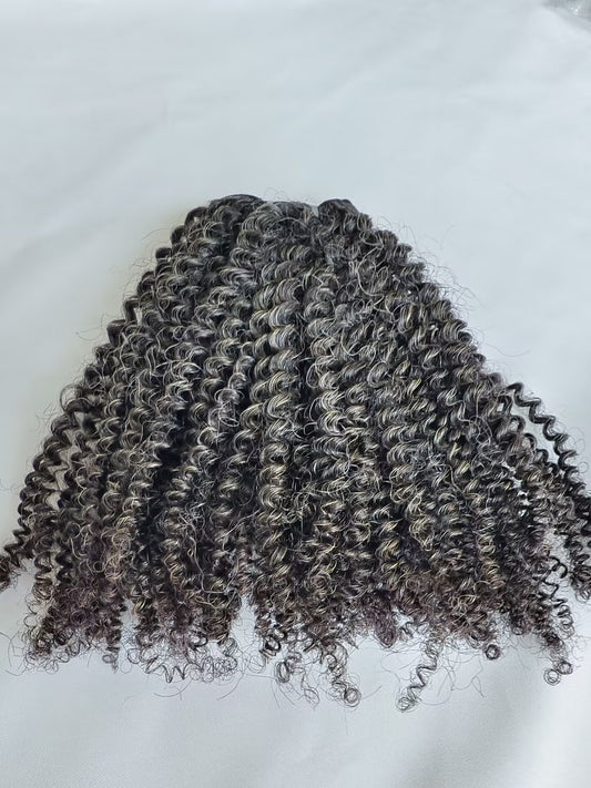 Raw kinky Curly Salt and Pepper Gray Human Hair Bundles Afro Kinky Curly Grey Human Hair Bundles 50% Grey Mixed Black Color 1 Bundle  Virgin Hair Weave Extensions Can be Dyed and Styled by Clytie