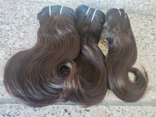 Clytie Natural brown raw hair bundles body wave