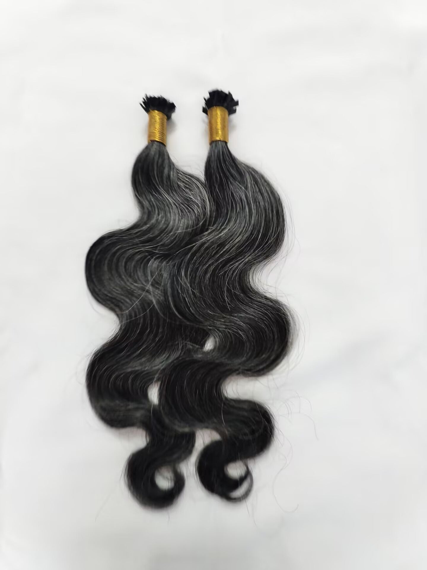 Raw 50% Salt And Peppet Color Body Wave K Tips - One Donor Human Hair Wavy Flat U / V / Tip Extensions