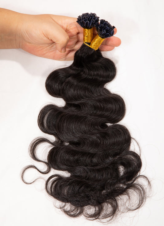Raw Body wave K Tips - One Donor Human Hair Flat U / V / Tip Extensions