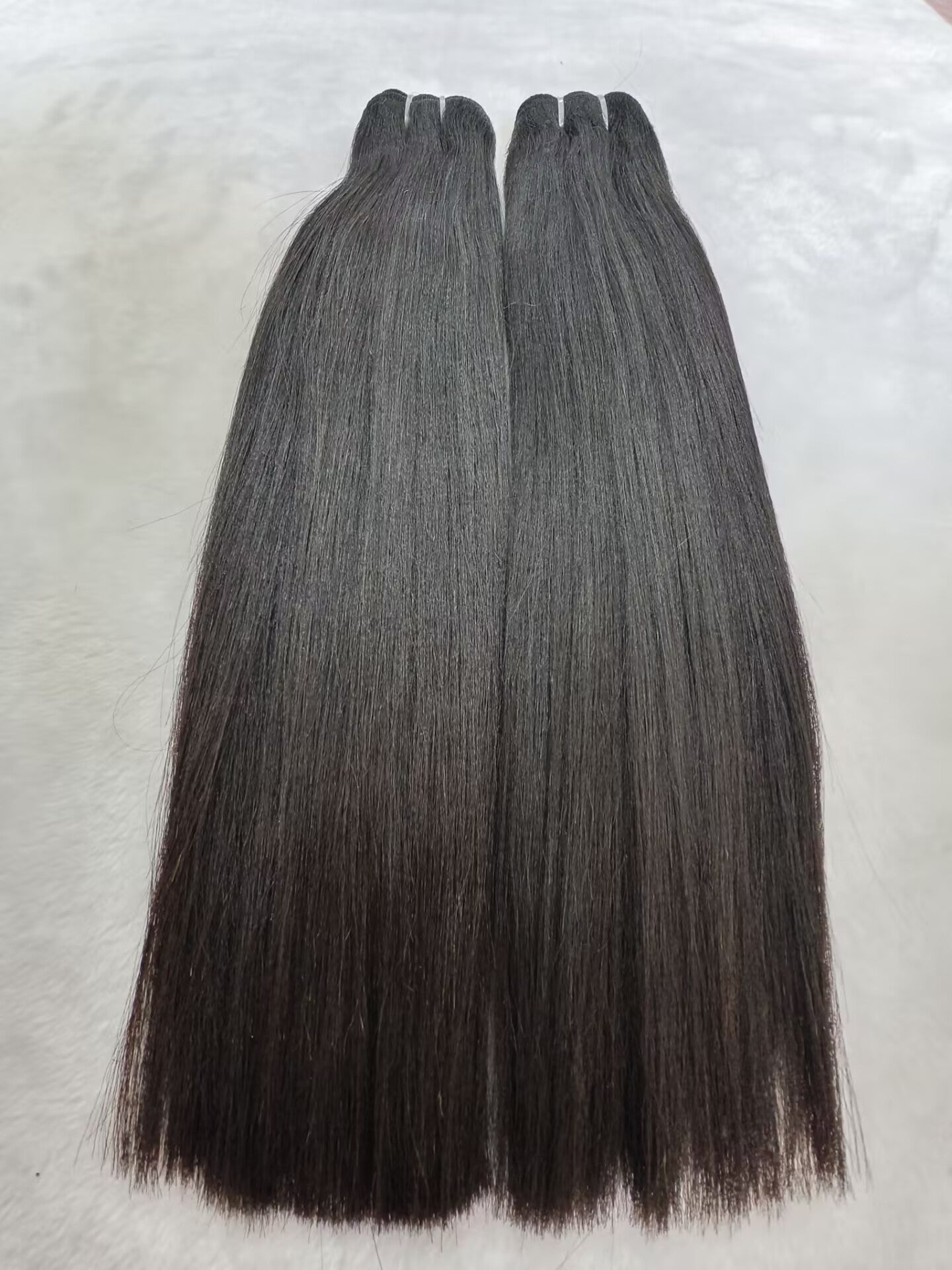 Double Drawn Last 5 Years Raw Light Yaki Straight Human Hair Bundles Natural Black Color (between 1b to #2), Can Lift 613 Color Easily