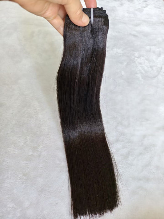 Double Drawn Last 5 Years Raw Light Yaki Straight Human Hair Bundles Natural Black Color (between 1b to #2), Can Lift 613 Color Easily