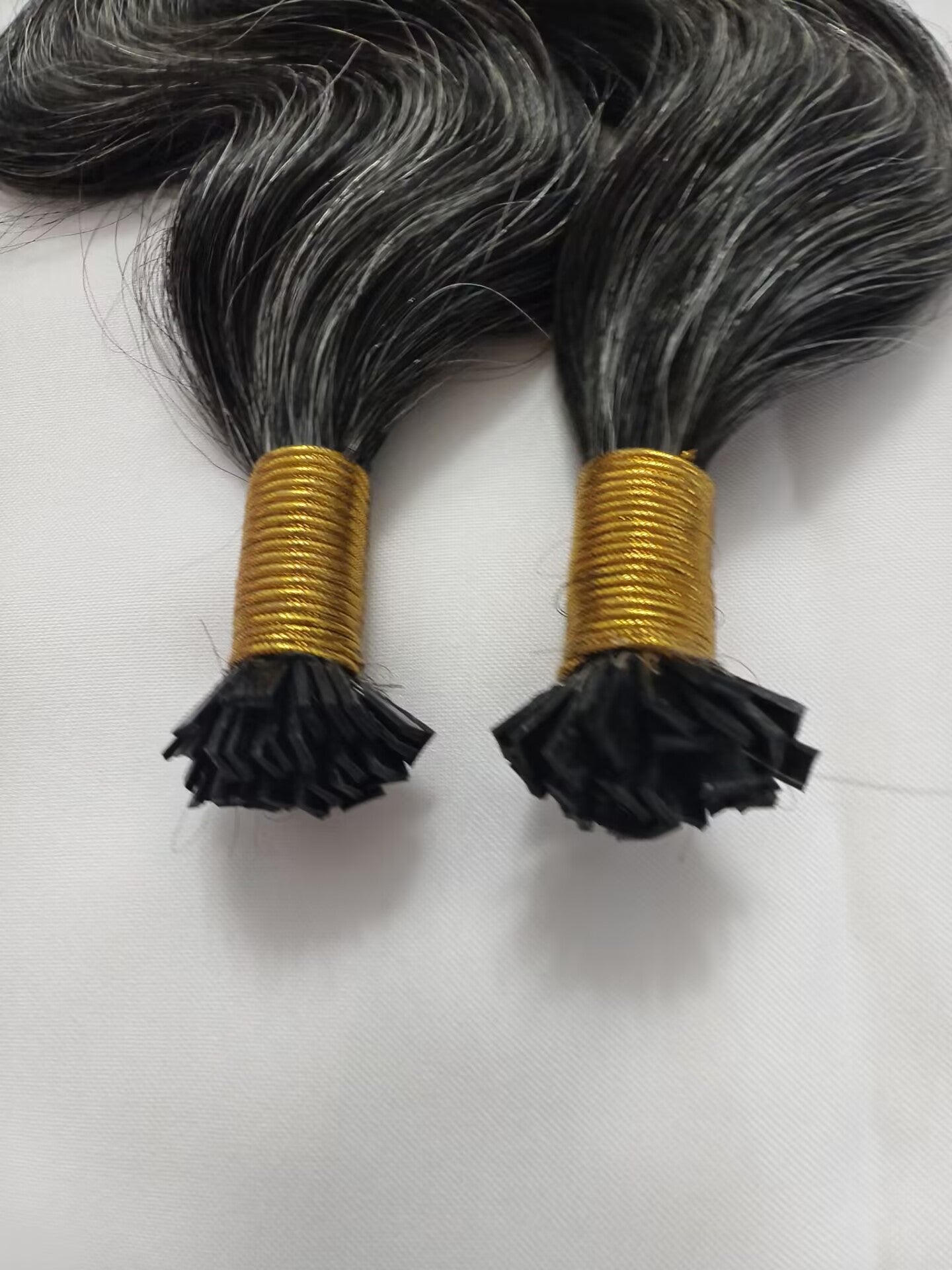 Raw 50% Salt And Peppet Color Body Wave K Tips - One Donor Human Hair Wavy Flat U / V / Tip Extensions