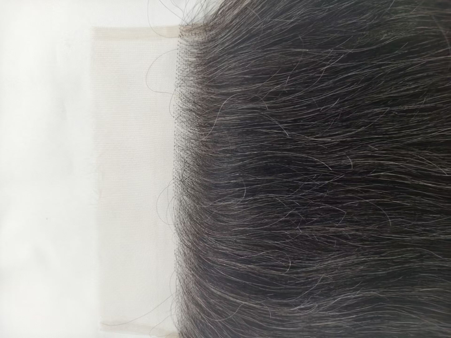 Raw straight Salt and Pepper Gray Human Hair 7x7 0.10mm Ultra-thin HD Lace Closures straight Grey Human Hair Bundles 50% Grey Mixed Black Color 1 closure.  Virgin Hair Weave Extensions Can be Dyed and Styled by Clytie