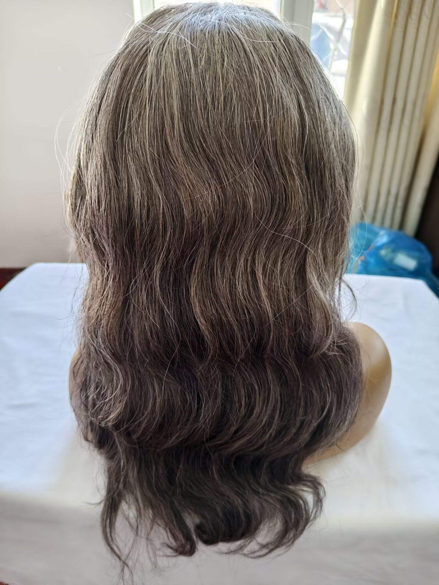 Clytie Raw 80% Grey  Body Wave Salt and Pepper Gray Half Wig  Human Hair Wigs , 100% One Donor Cuticle Aligned Human Hair