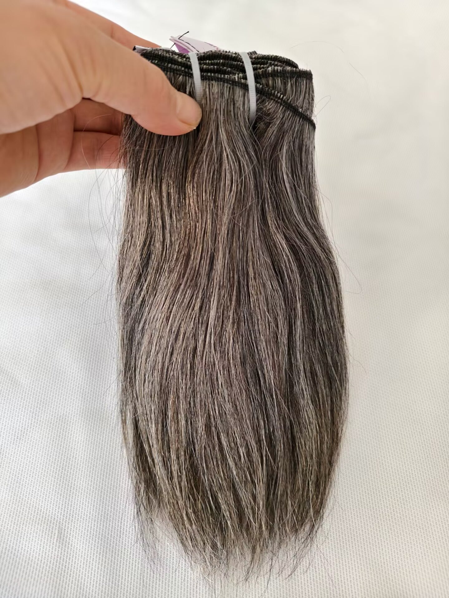 80% Grey Clytie Raw  Natural straight Salt and Pepper Gray Human Hair 1 Bundle Human Hair Bundles Grey Mixed Black Color One Donor Hair Factory