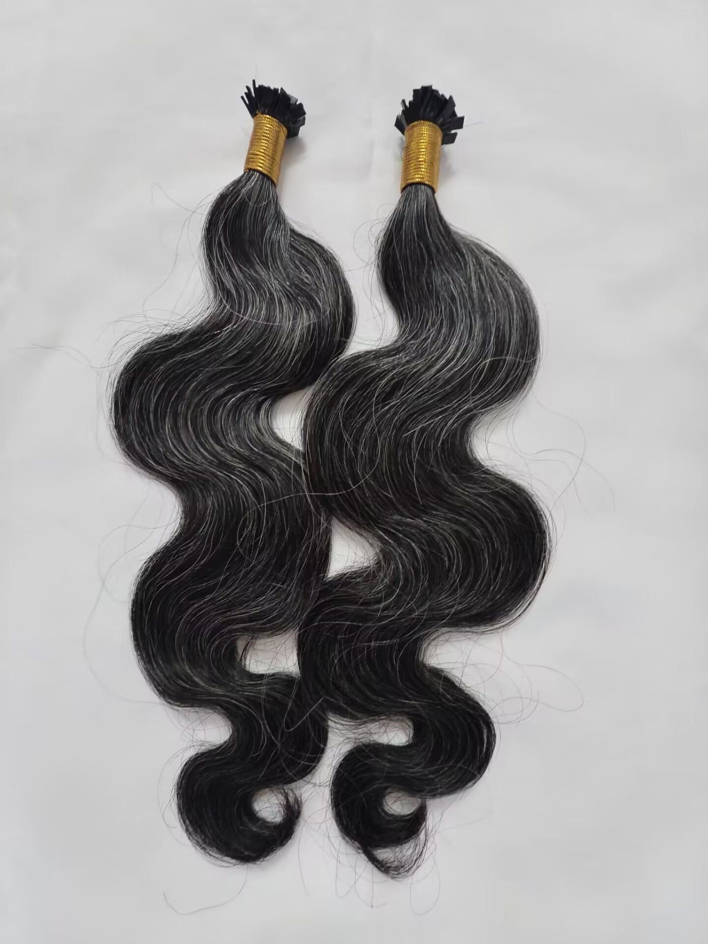 Raw 50% Salt And Peppet Color Body Wave K Tips - One Donor Human Hair Wavy Flat U / V / Tip Extensions