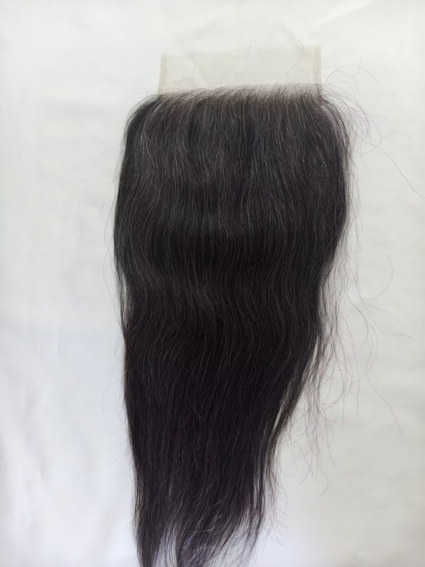 Raw straight Salt and Pepper Gray Human Hair 7x7 0.10mm Ultra-thin HD Lace Closures straight Grey Human Hair Bundles 50% Grey Mixed Black Color 1 closure.  Virgin Hair Weave Extensions Can be Dyed and Styled by Clytie