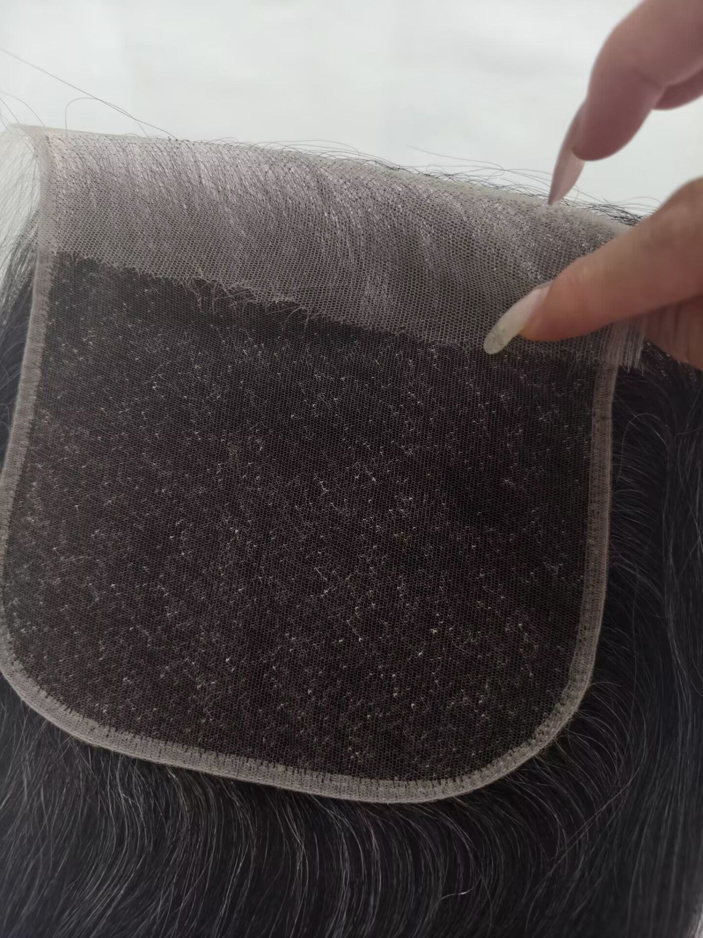 Raw straight Salt and Pepper Gray Human Hair 7x7 0.10mm Ultra-thin HD Lace Closures straight Grey Human Hair Bundles 50% Grey Mixed Black Color 1 closure.  Virgin Hair Weave Extensions Can be Dyed and Styled by Clytie