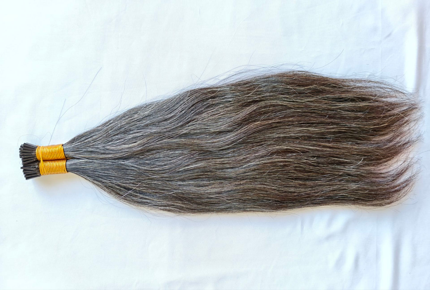 Raw 50% salt and pepper  Straight  I Tips - One Donor Human Hair Extensions